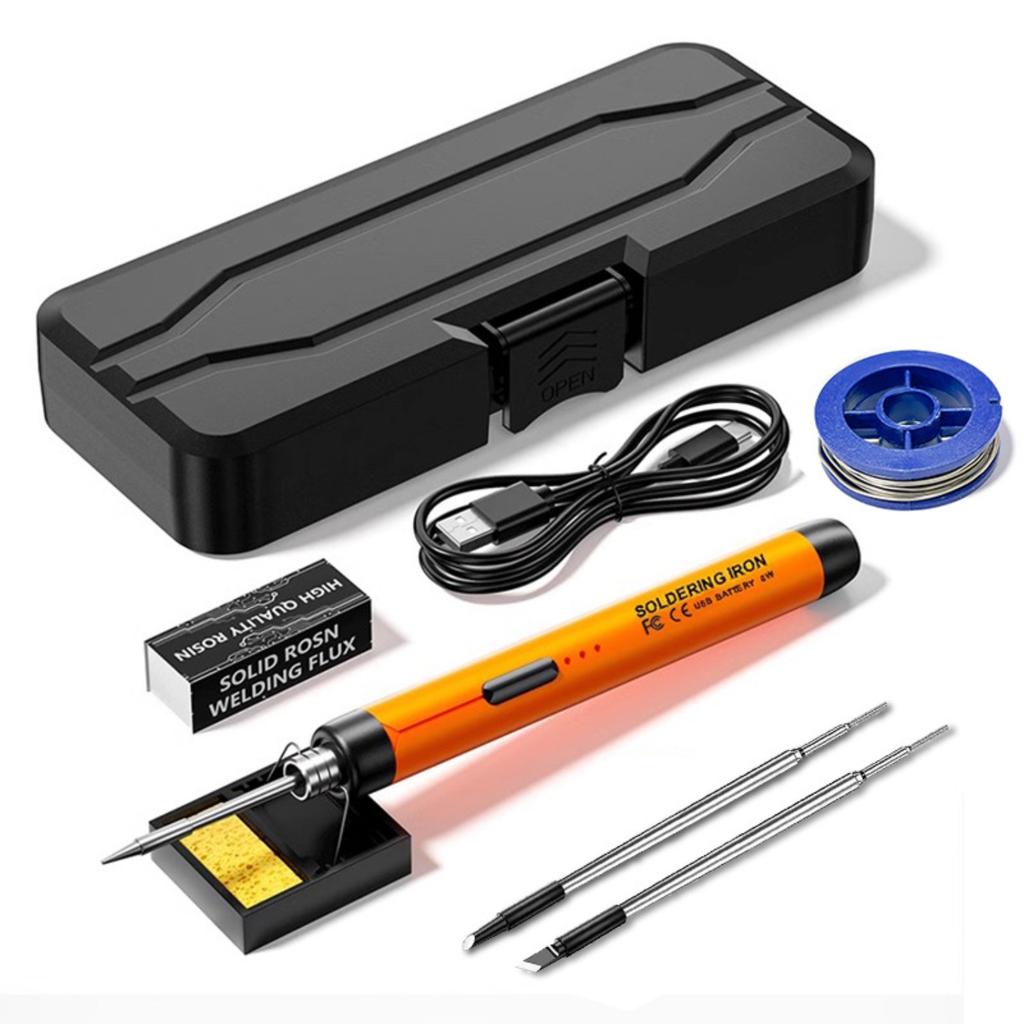 USB Rechargeable Portable Soldering Iron, 3 Speed Adjustable Temperature USB Electric Iron Mini Soldering Iron Kit Grey