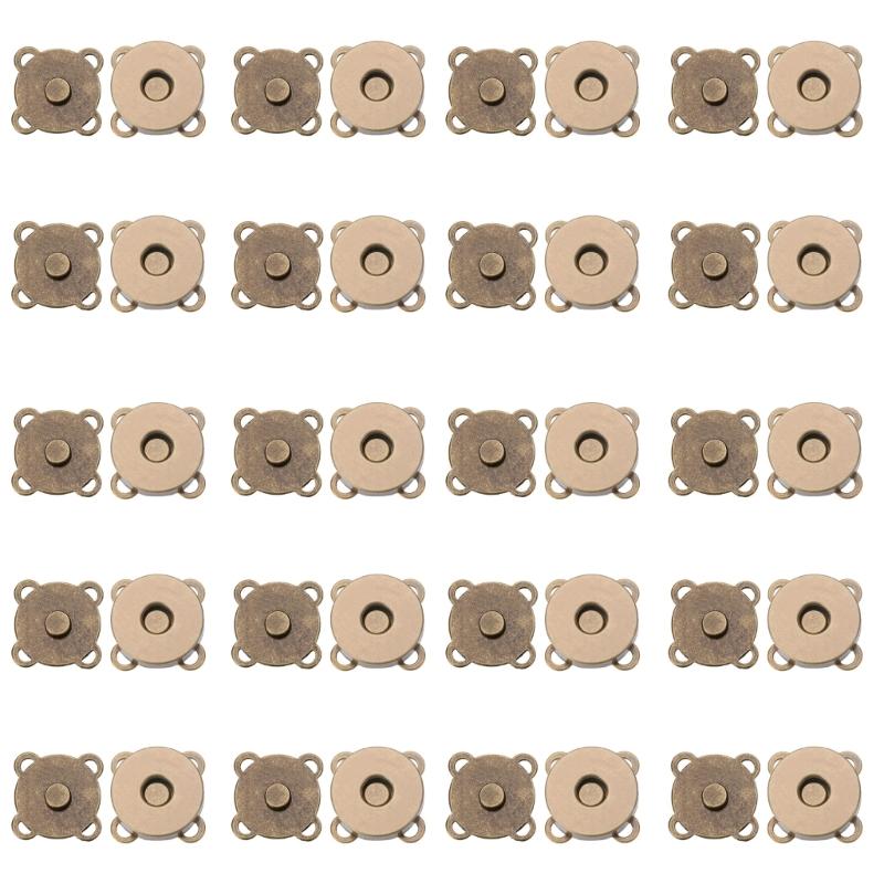 20 Pcs/Set Plum Magnetic Snap Buttons 15mm Magnetic Buttons Plum Press Studs for Sewing Bag Craft Handbags Clothing