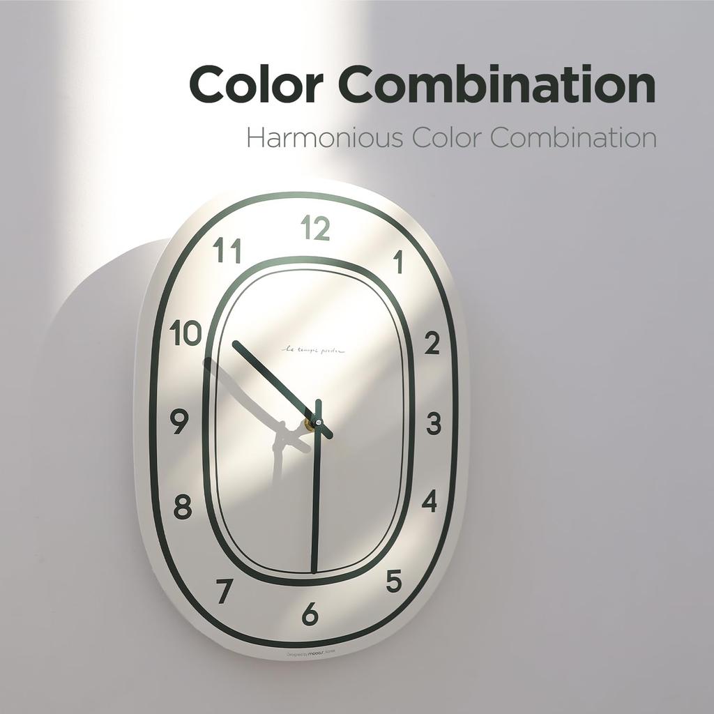 mooas Flatwood Forest Wall Clock 27cm Wooden Wall Clock Sweep Movement Decorative Wall Clock Battery Powered Wall Clock Clock for Non-Ticking