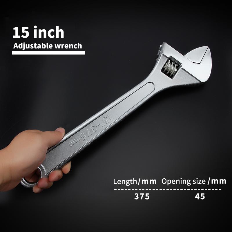 Free Shipping Large Opening Adjustable Spanner Monkey Wrench Adjustable Angle Slide Wrench 6-8-10-12-15 Inch Household Tools