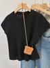 Thin Ice Silk Hollowed-out Knitted Sweater Short-sleeved T-shirt Women's Summer New Round Neck Slim-fitting and Thin Versatile Short Top
