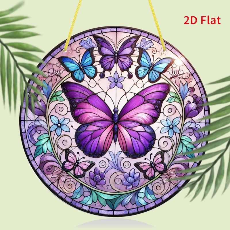 2D Flat Purple Butterfly Acrylic Decoration Sign, Christmas and Halloween Gift, Suitable for wall decoration, porch, room, villa, accents Home, Hallwa