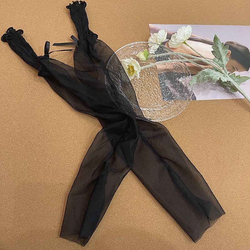 

Coreland Mesh Bow Lightweight Oversleeve Summer Breathable Millennium Y2g Sexy Lace Sun Protection Gloves Black All yards
