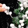 100/5PCS Christmas White Berries Flower Fake Plant Artificial Snow Tipped Berry Branches Holly Twig Stem Stamen Wreath Ornaments