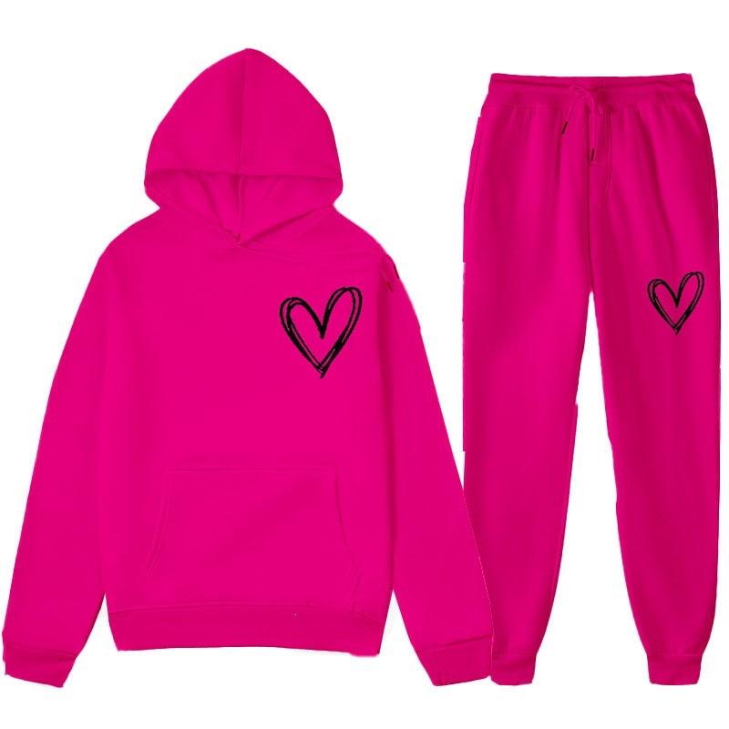 Spring and Autumn Sweater European and American Sweatpants Velvet Men's and Women's Loose Tops and Jackets Couple's Printed Hooded Suit