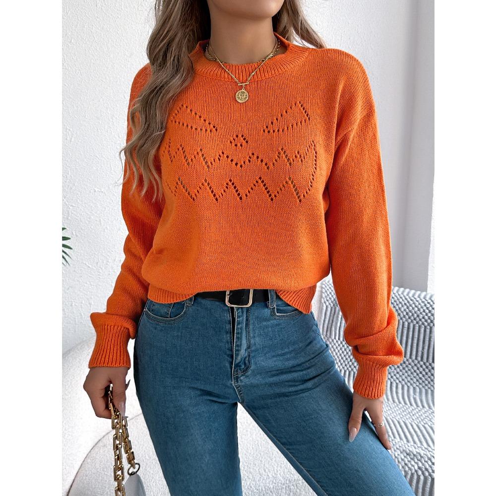 Women's Knitted Sweater - Solid Colour Lace-Up Lantern Sleeve Pullover Halloween Ladies' Top