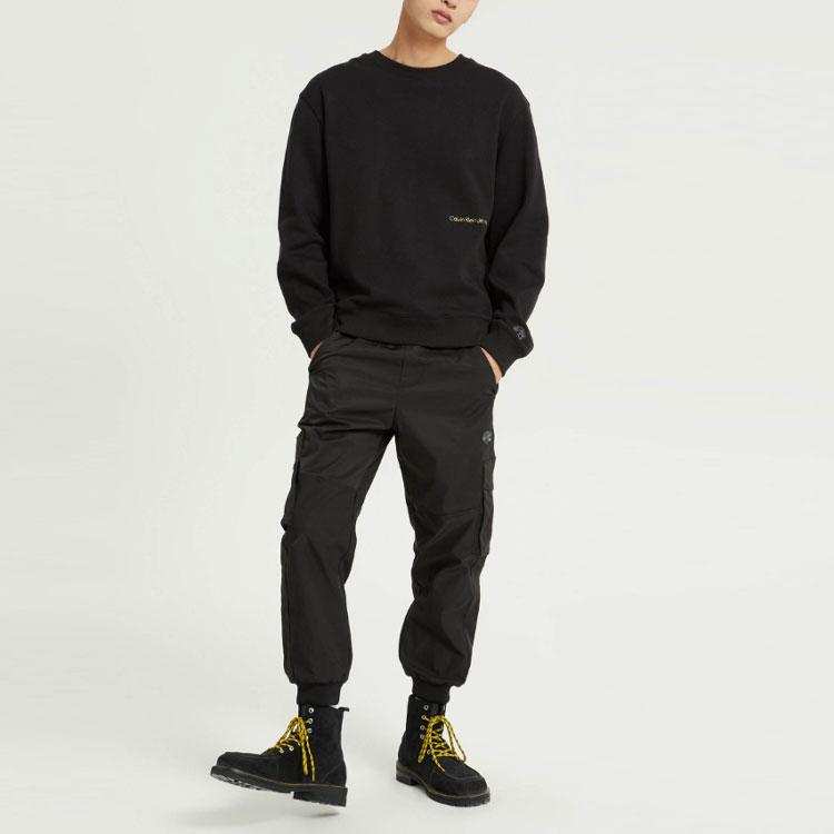 Calvin Klein Tiger Stripe Letter Print Crew Neck Long Sleeve Sweatshirt Unisex sweatshirt Black J400110-BEH