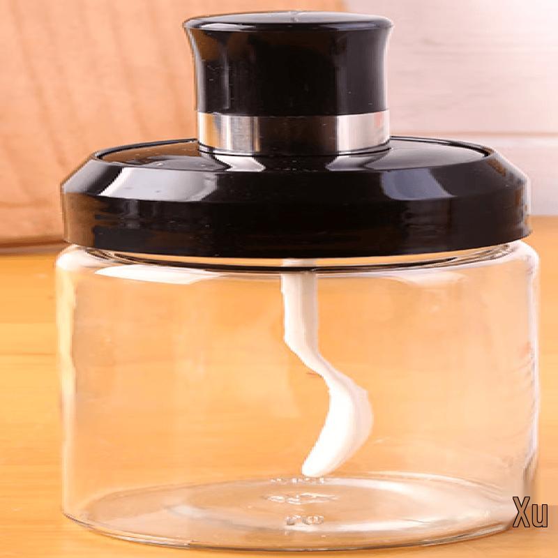 Integrated Spoon & Lid Glass Seasoning Jar Set