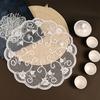 Retro European Style Table Linens Lace Placemat, White Floral Doilies, Embroidered Mat, Elegant Photo Backdrop Prop Sheer Mesh Doily for Tea