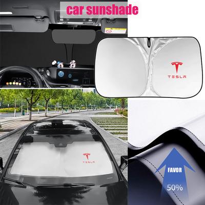 1pc Car Windshield Sun Shade Cover Foldable Front Window UV Refletive Sun Protection Cover For Model Y X Valve Accessories