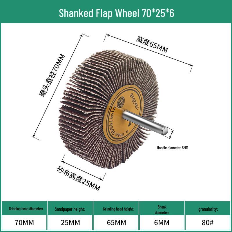 Cone Type Sandpaper Flap Wheel with Extended Shank for Metal and Woodworking