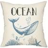 Marine Life Theme Cushion Cover Starfish Turtle Pattern Living Room Sofa Zipper Closure Pillowcase Does Not Include Pillow Core