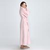 Women Solid Thicken Velvet Robe Bathrobe Gown Pajamas Sleepwear Pocket Waistband