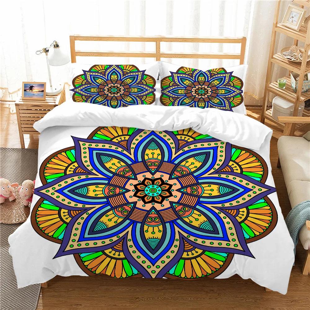 

Mainland China Microfiber Fabric Beding Sets Luxury Housse De Couette 260X240 Cm 3D Print Mandala Duvet Cover Set Double Bed EU single(135x200cm)