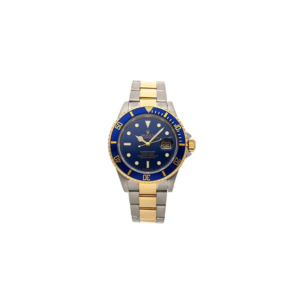 Мужские часы Rolex Submariner Automatic с синим циферблатом 16613 Сертифицированные бывшие в употреблении