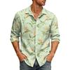 Men's Loose Fit Long Sleeve Shirt Vintage Style Casual Button Down Shirt with Spread Collar Suitable for Spring and Autumn
