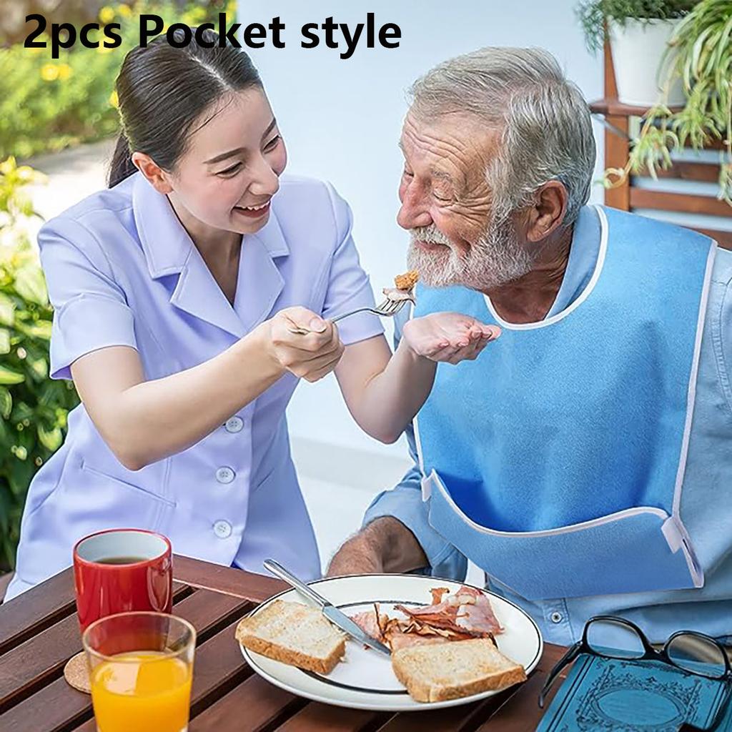 Adult Reusable Bibs Unisex Washable Saliva Aprons Adjustable Fit Woven with Hook Loop Closure for Elderly Clothing Protection