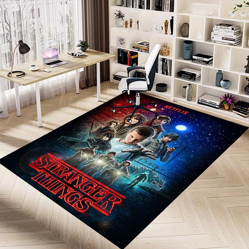 1pc Stranger Things Scifi Adventure Carpet for Playroom Bedroom Living Room Sofa Home Decor,kids Game Area Rug Non-slip Floor Mat Y72983