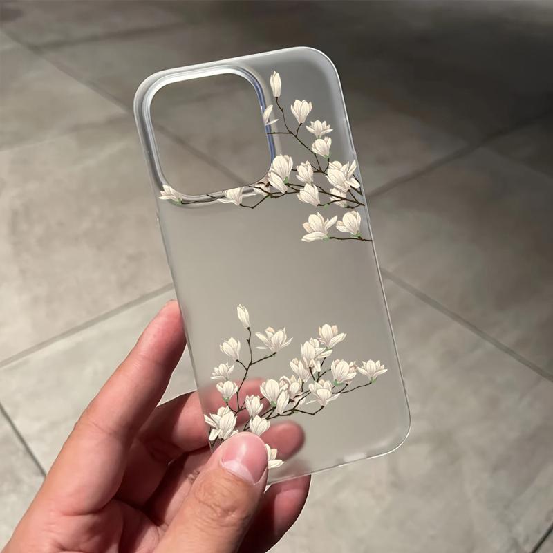 Flowers Leaf Print Phone Case For iPhone 17 16 Pro Max 15 14 13 12 11 Pro 16E XS X XR 7 8 Plus 12 13 Mini Shockproof Clear Cover