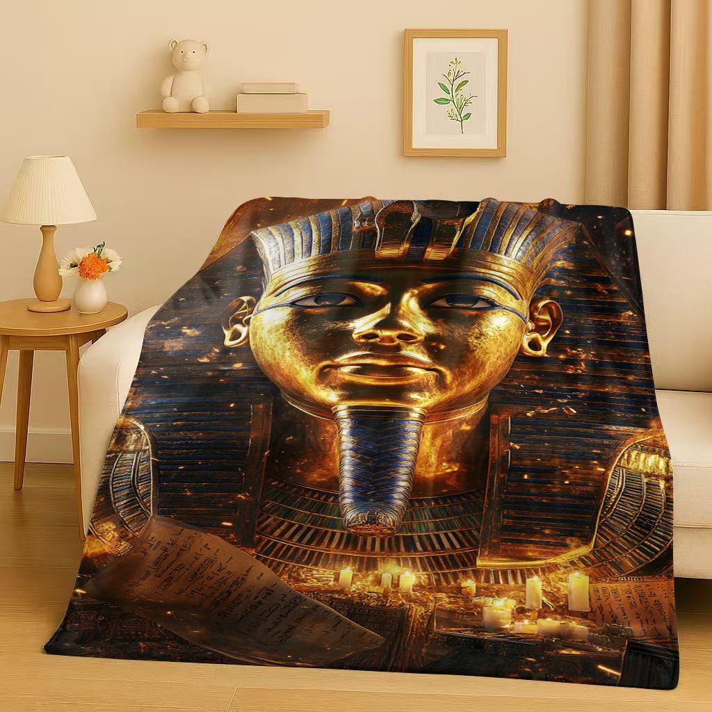 Toter Gott Anubis Pharao Altes Ägypten Mythologie Cartoon Flanelldecke, Ultraweiche Plüschdecke für Zuhause Schlafzimmer Bett Sofa Abdeckung