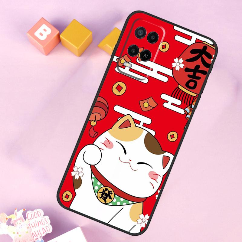 China cute lucky cat Case For Oppo A6 A5 Pro A15 A16 A76 A96 A17 A57 A98 A58 A78 A18 A38 A54 A74 A94 A40 A60 A80