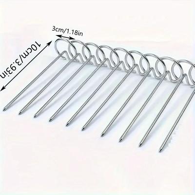 10PCS  Stainless Steel Skewers Air Fryer Oven Grill Reusable Vertical Grill Sticks with Anti-Roll Rings Food-Grade Non-Slip