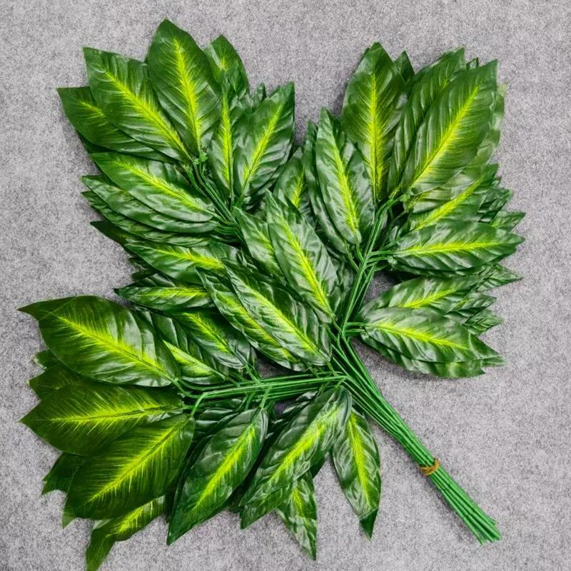 Artificial Banyan Maple Mango Leaves Fake Foliage Greenery Stems for Decoration Outdoor Landscape Tree Making