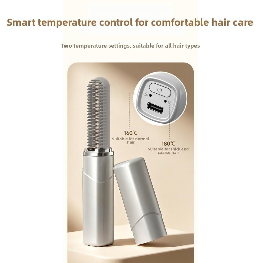 USB Charging Mini Straight Hair Brush Cordless Portable Hair Straightener Holiday