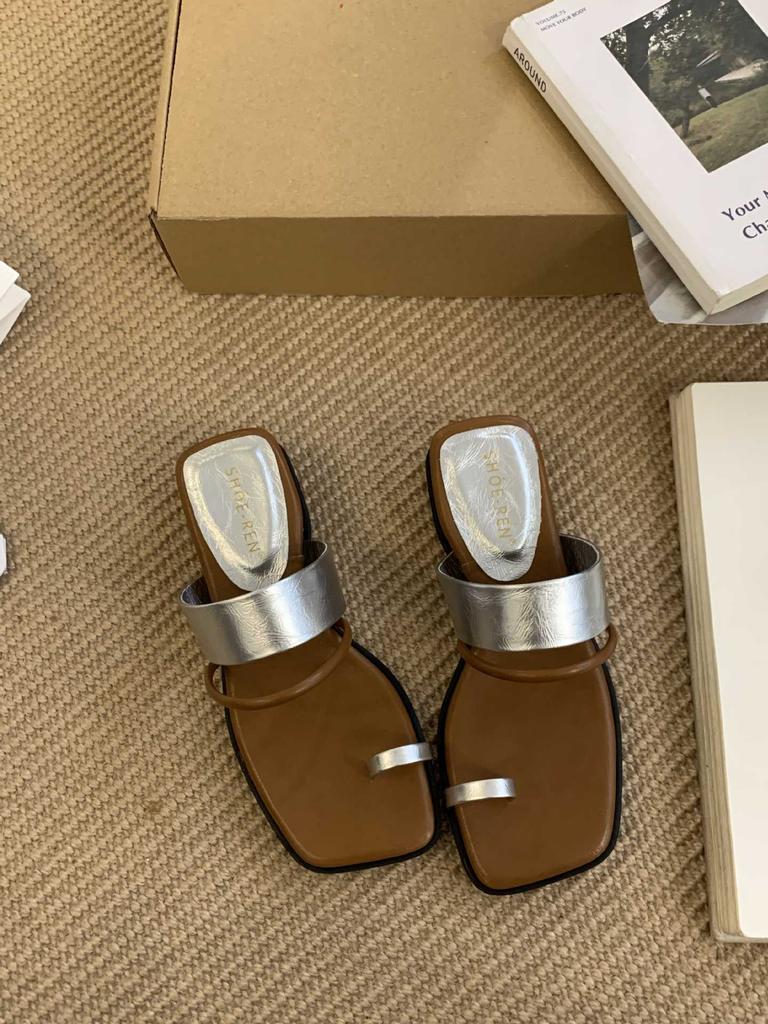 French fashion wedge heel shoes cool slippers 2025 summer soft-soled foot slippers toe thick-soled slippers women's summer outer wear