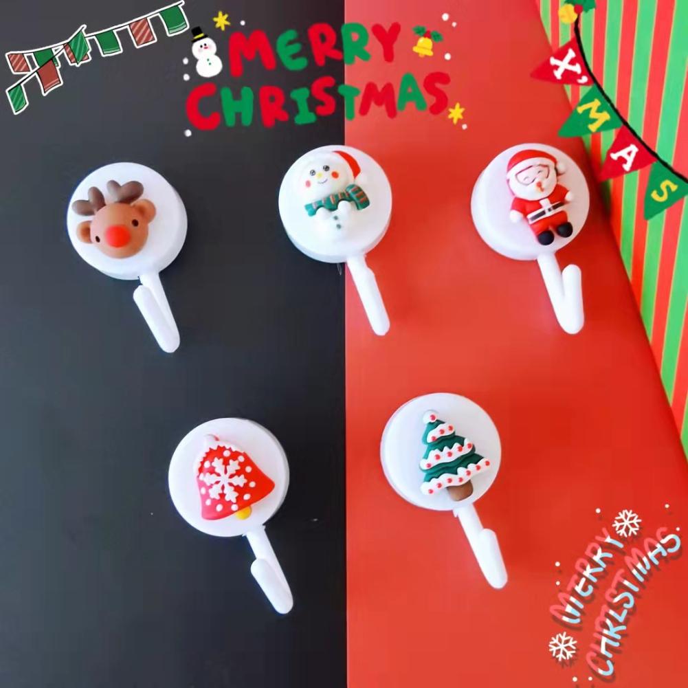 Christmas Sticky Hook Cartoon Viscose Seamless Bedroom Door Wall Kitchen Bathroom Cute Hook
