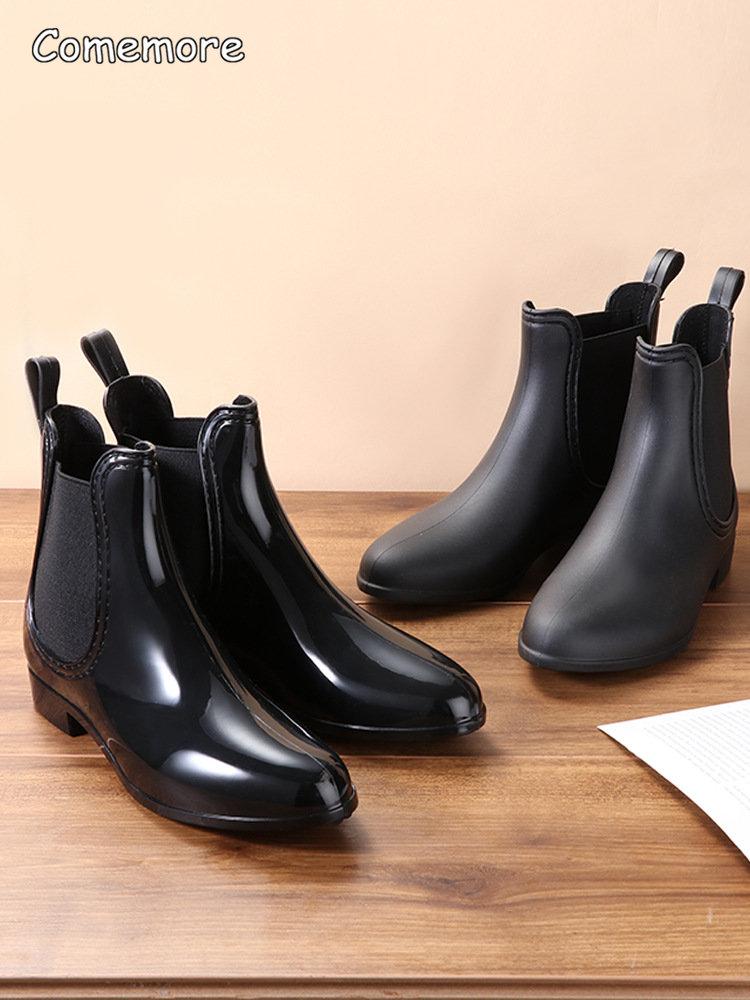 Fashion Comemore Rubber Rain Boots Women Waterproof Galoshes Shoe 2025 Ladies Fashion Apring Shoes Anti-Skid Ankle Boot Botas Femininas