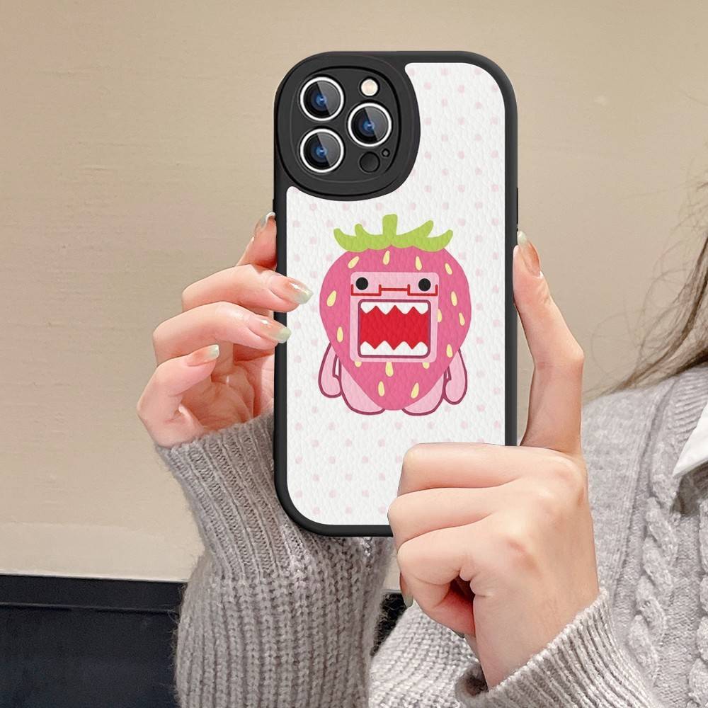 Cute Domo-Kun Phone Case For IPhone 16 15 14 13 12 11 Pro Max Plus Leather Shockproof Cover