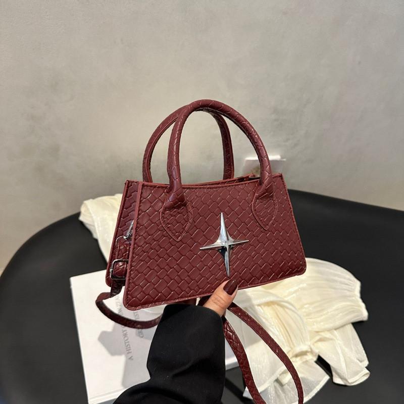 Crossbody Shoulder Retro Bag With Star Decoration And Woven Pattern For Daily