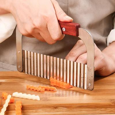 1 Adet Paslanmaz Çelik Patates Cipsi Dalgalı Kesici Patates Kızartması Bıçağı Sebze Meyve Kırışık Havuç Dilimleyiciler Mutfak Aletleri