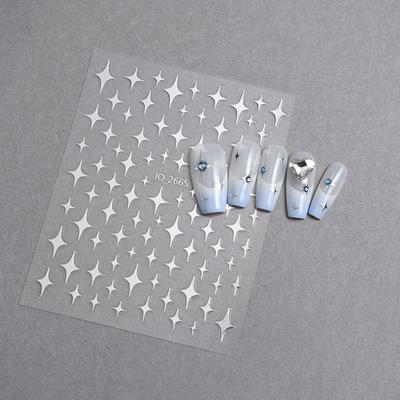 1Pcs White Black Stars Nails Stickers Irregular Pentagram Decals Pink Laser Shiny Glitters Starlight Manicure Ornaments Sliders