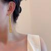 Real Gold Silver Plated Copper Punk 2 Designs Imitation Pearl Metallic Geometric Irregular Drop Dangle Earrings for Women