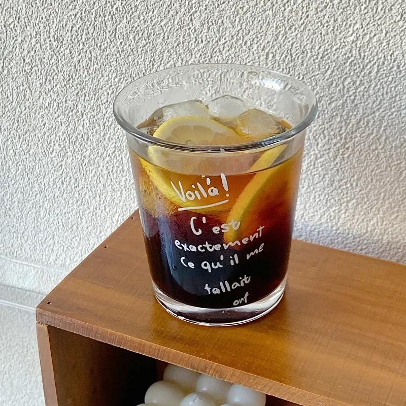 Ins 350ml Glass Cup Espresso Cup Transparent Milk Cold Coffee Glass Mug Beer Water Drinking Cups Kitchen Accessory Water Glass