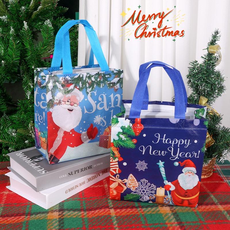 Christmas Gift Bags Non-Woven Reusable Holiday Handbag For Presents Wrapping Pouches Home Xmas New Year Party Decoration Gifts