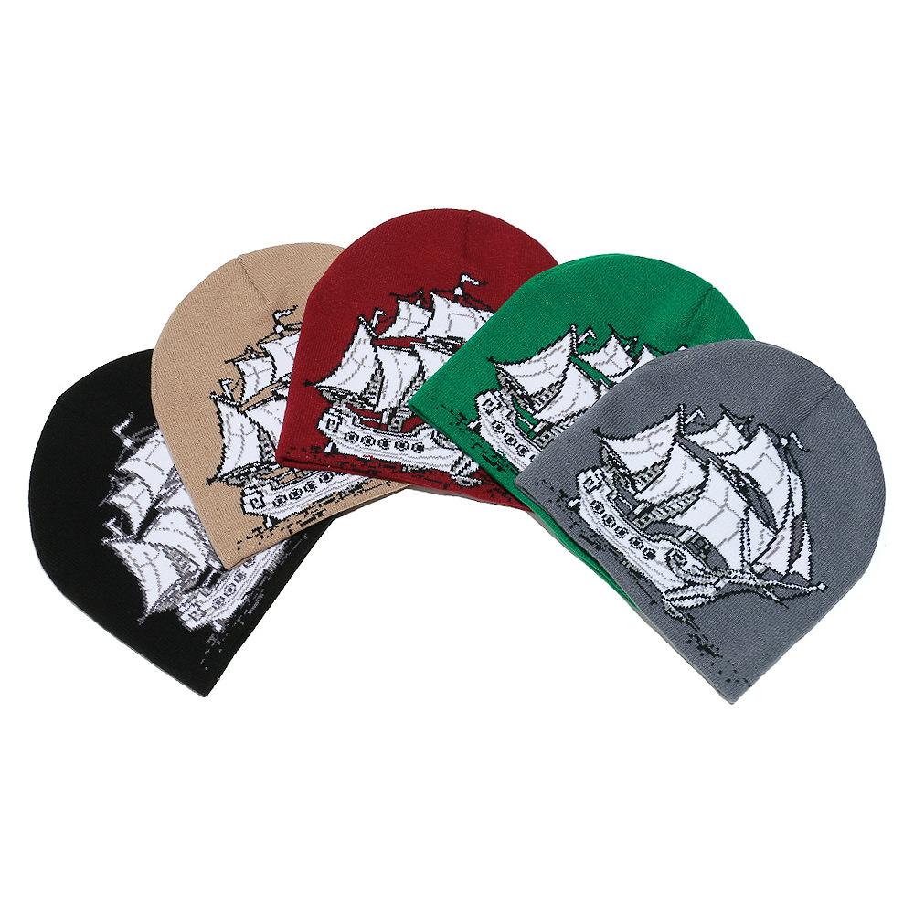 Temu Trendy New Wool Hat Sailing Jacquard Knitted Hat Warm Cold Hat for Men and Women In Winter