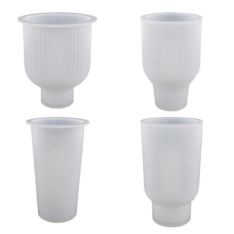 Vază DIY Rășină Cristal Picătură Matriță 3D Coloană cu Striații Circulară Vază Gips Matriță Silicon 1 buc