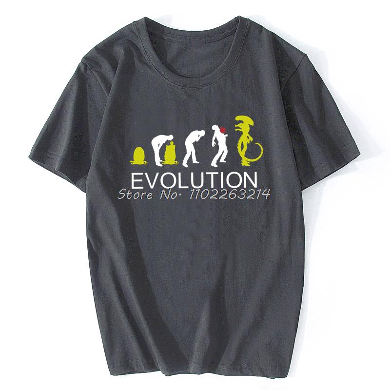 Mann Frau Mode T-Shirt Lustige Evolution von Alien Herren Sci-Fi- T-Shirt Herren Freizeit Tops Männlich Sommer Übergroßes T-Shirt Ropa