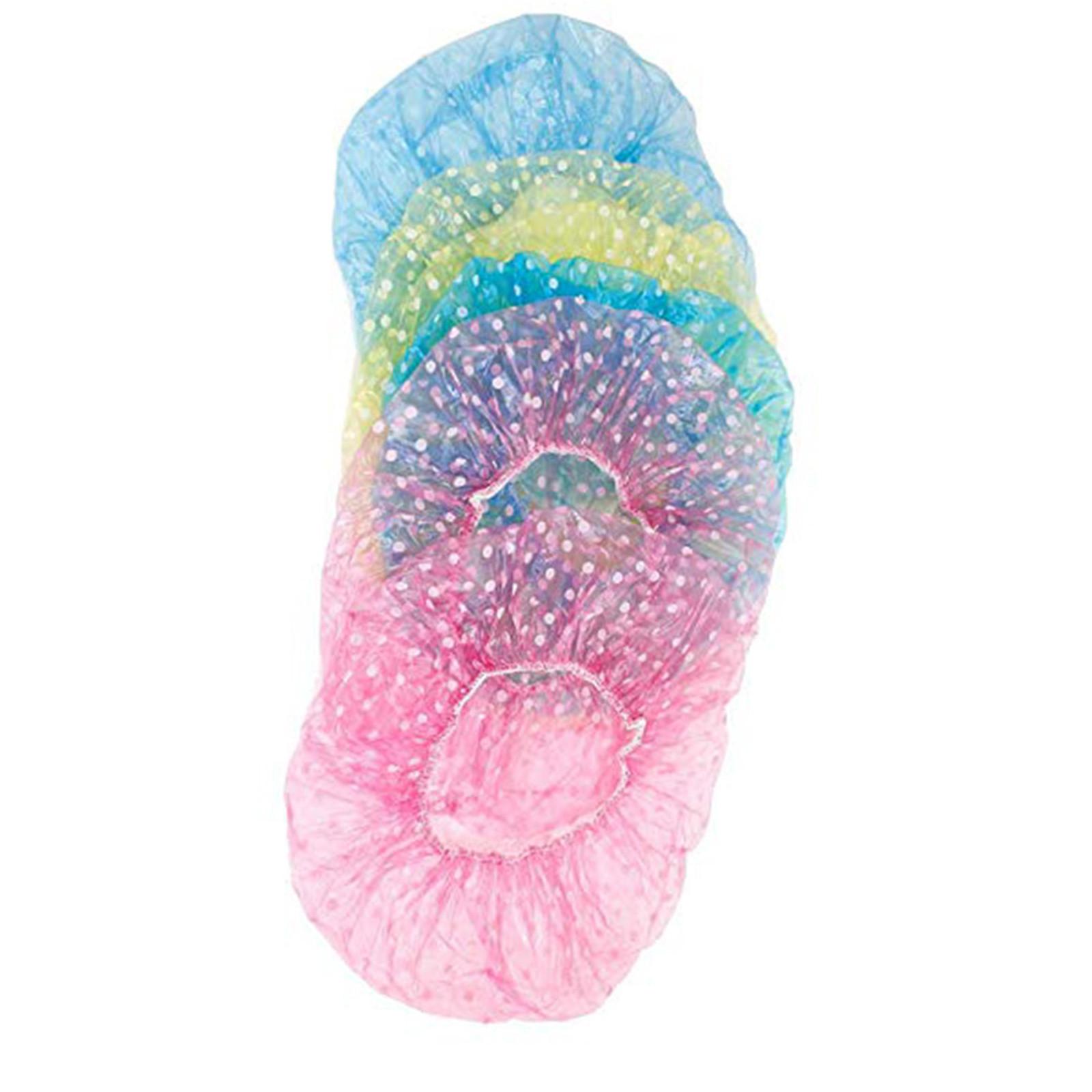 

Женщины 6шт прозрачные одноразовые пластиковые шапочки для душа эластичные толстые ванны One Size