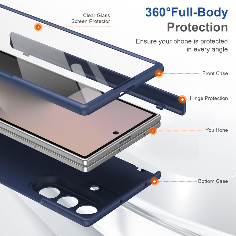 Hinge Protective Magnetic Phone Case for Samsung Galaxy Z Fold 7 6 5 4 3 5G for Magsafe Fold7 Fold6 with Screen Protector Cover