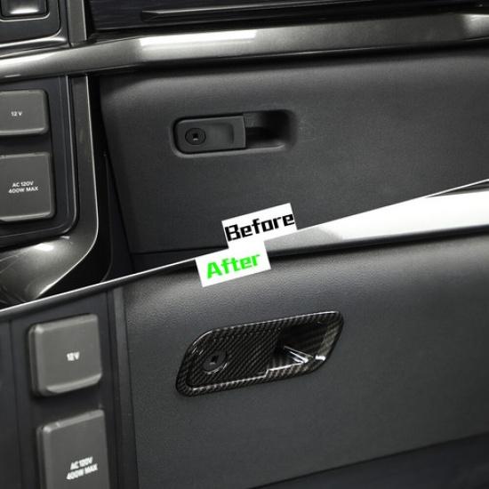 Carbon fiber Dash Storage Handle Glove Box Switch Cover Trim For Ford F150 +