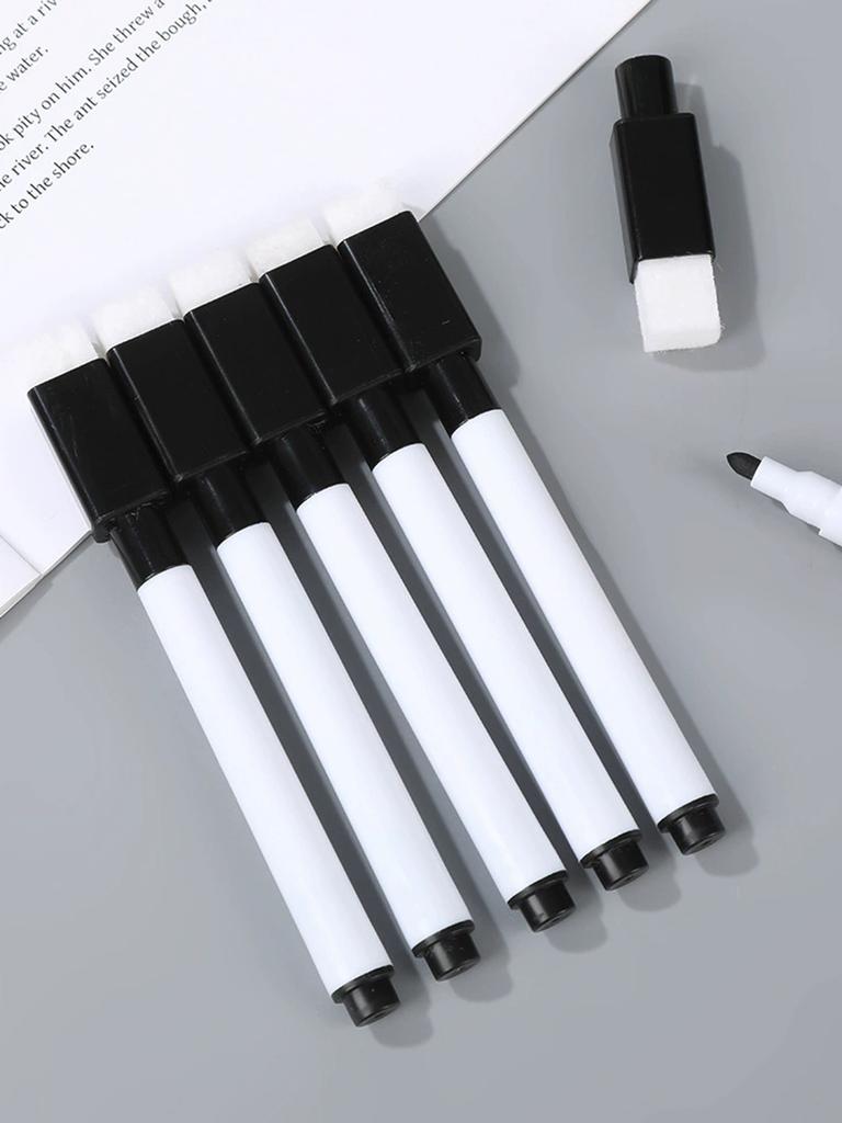 25/50Pcs Black Dry Erase Markers With Eraser Cap-Miniwhite Board Marker For Office School Supplies-Vastea