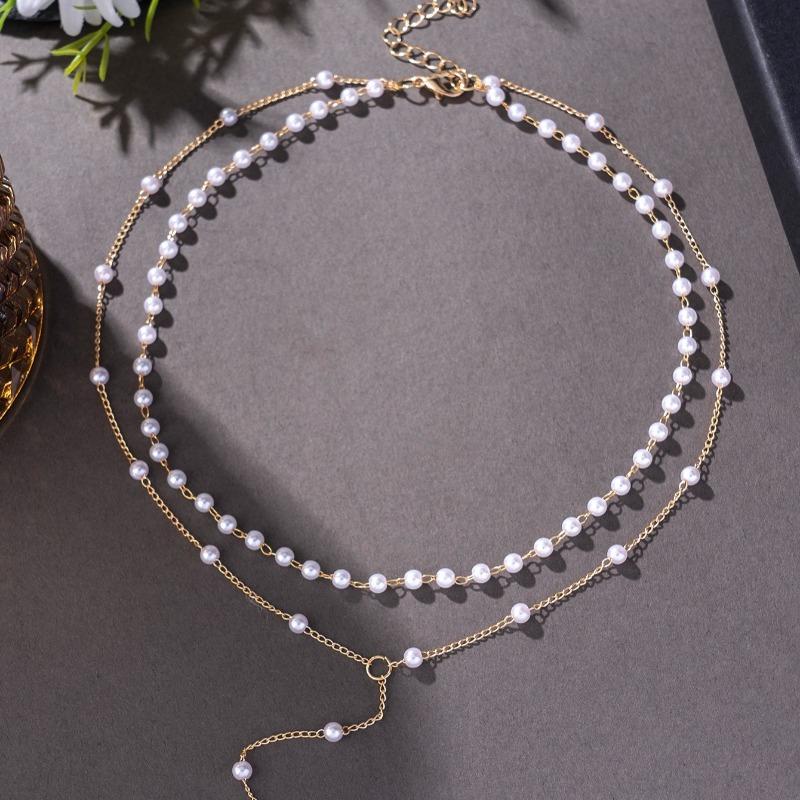 Модное двухслойное ожерелье-подвеска с жемчужной кисточкой, Элегантный женский свадебный банкетный праздничный подарок, Великолепные украшения золотой