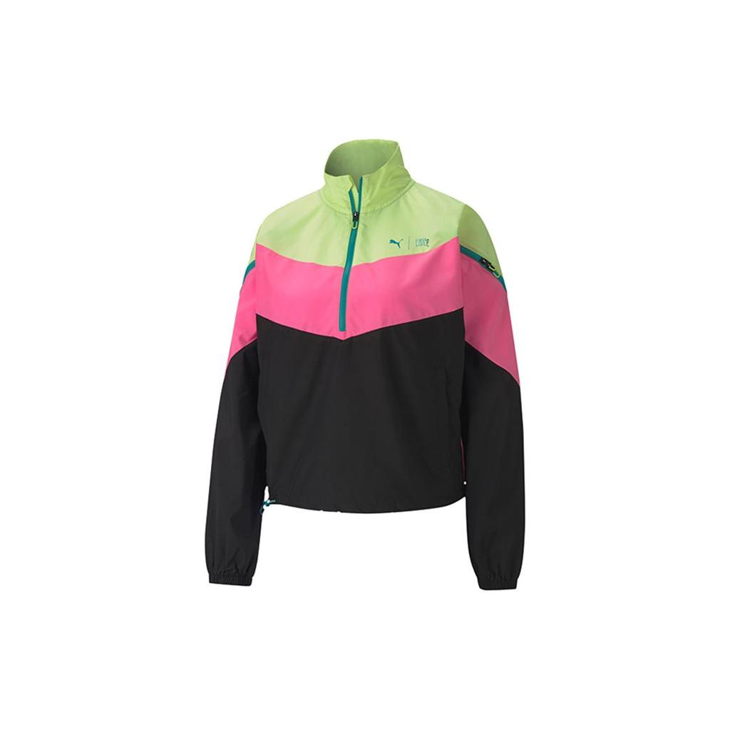 Puma First Mile Xtreme Colorblock Stand Collar Windbreaker Training Jacket Women Jackets Black Yellow Pink 519567-02