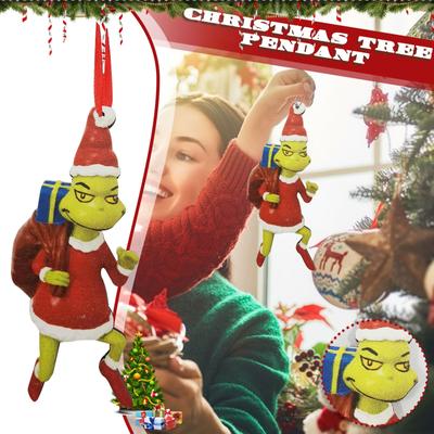 Christmas Tree Resin Pendant Xmas Hanging Decorations Christmas Tree Ornaments Hanging PendantChristmas Party Supplies Wood
