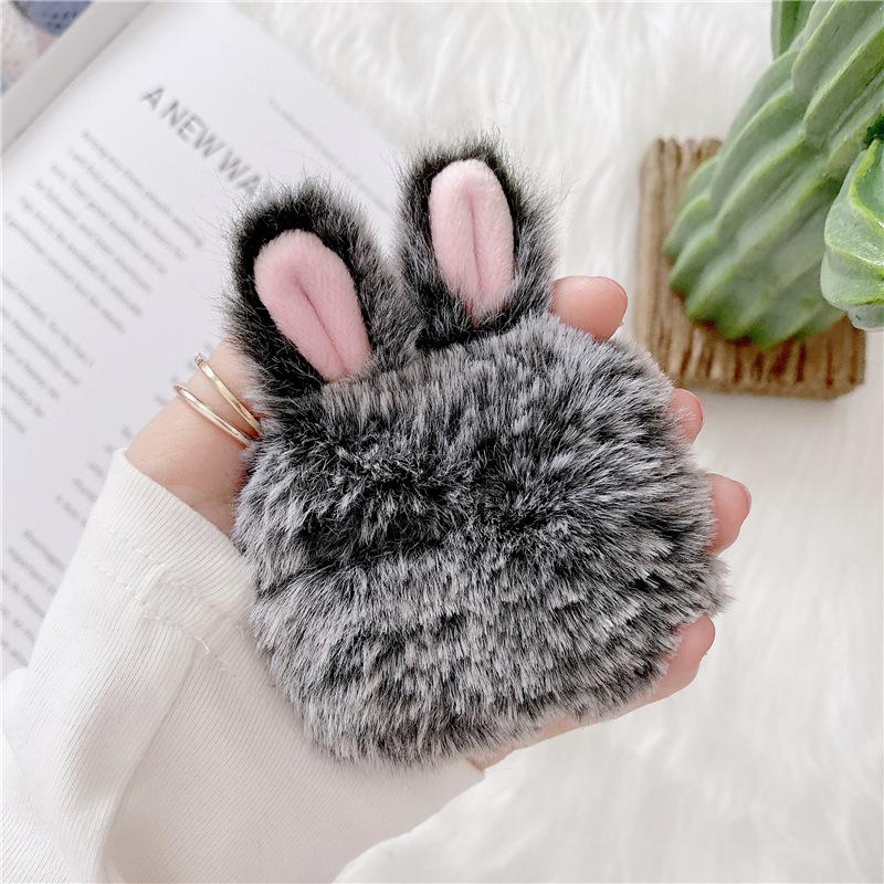 Plush rabbit ears for apple AirPods pro2 3rd generation earphone case protective cover cute simple creative women