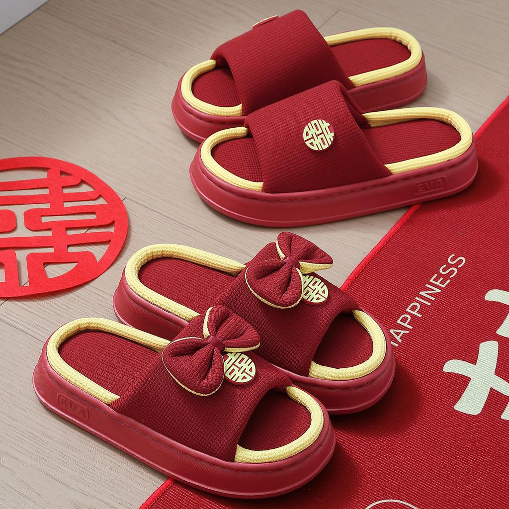 Wedding slippers summer 2025 new indoor home home non-s agement linen slippers